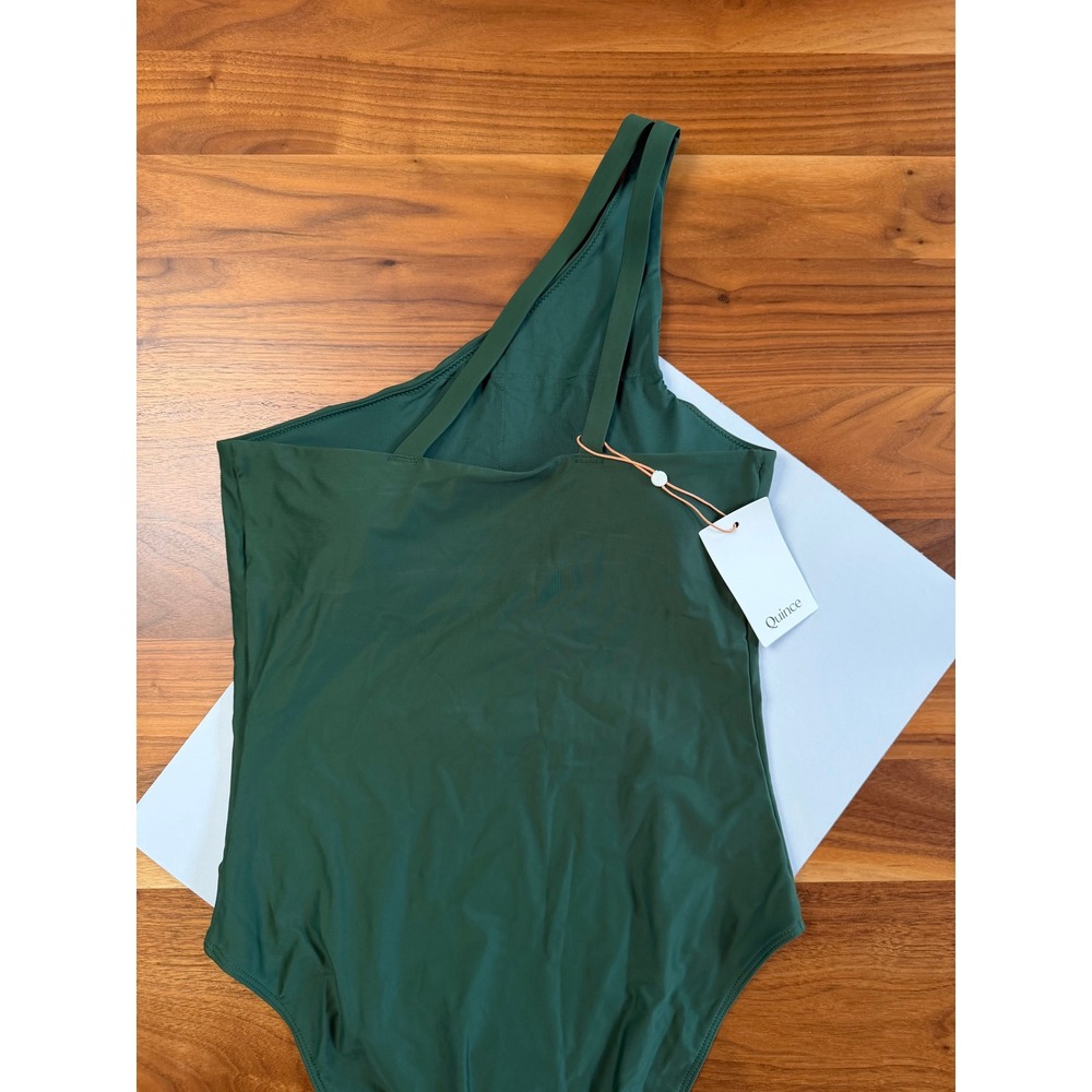 New Quince One Shoulder Swimsuit Large Green Asymmetric Recycled Nylon One Piece - Picture 6 of 7